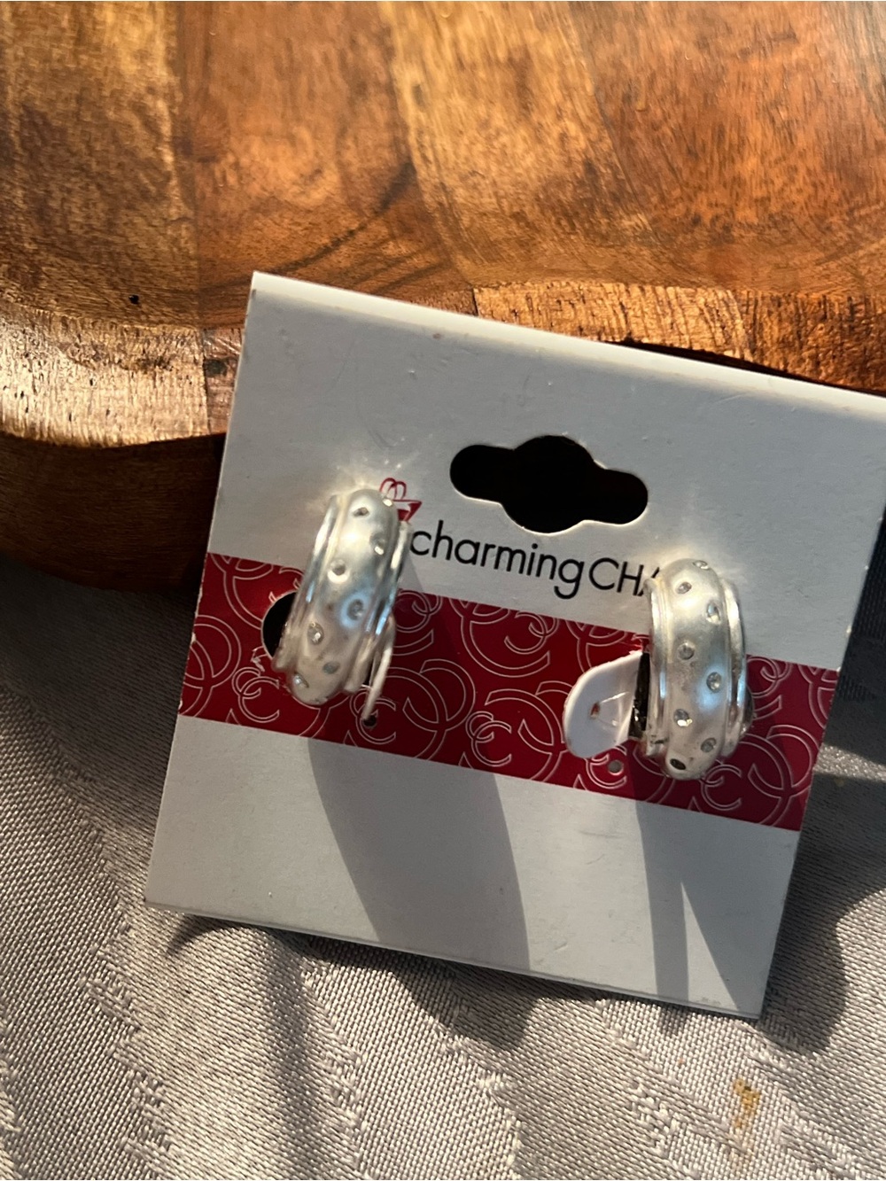 Charming Charlie Silver Dome Hoop Earrings